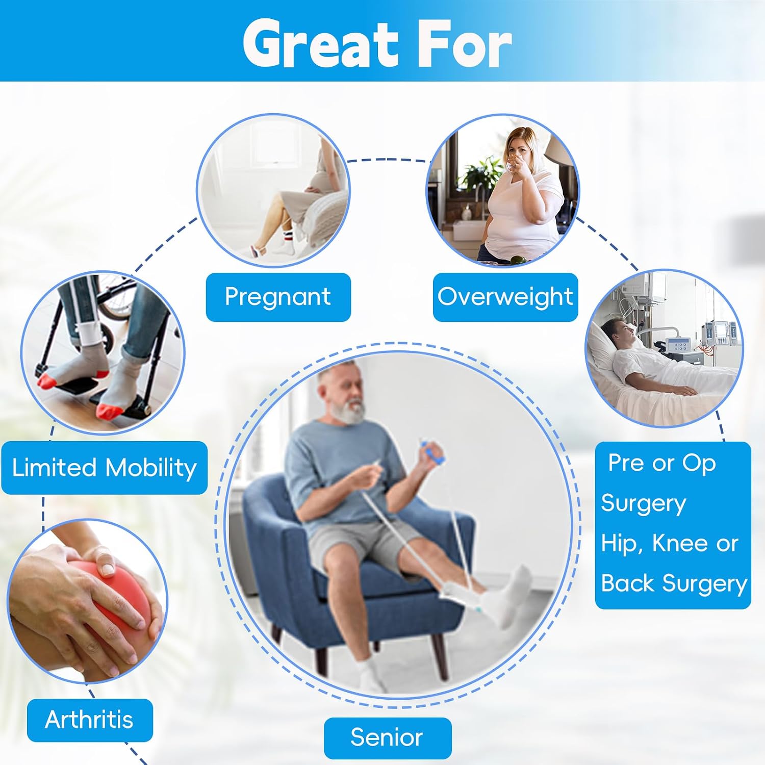 Sock Aid Kit, Sock Puller Aid Easy On and Off, Sock Assistant Device No Bending, Sock Aids for Putting On Socks and
