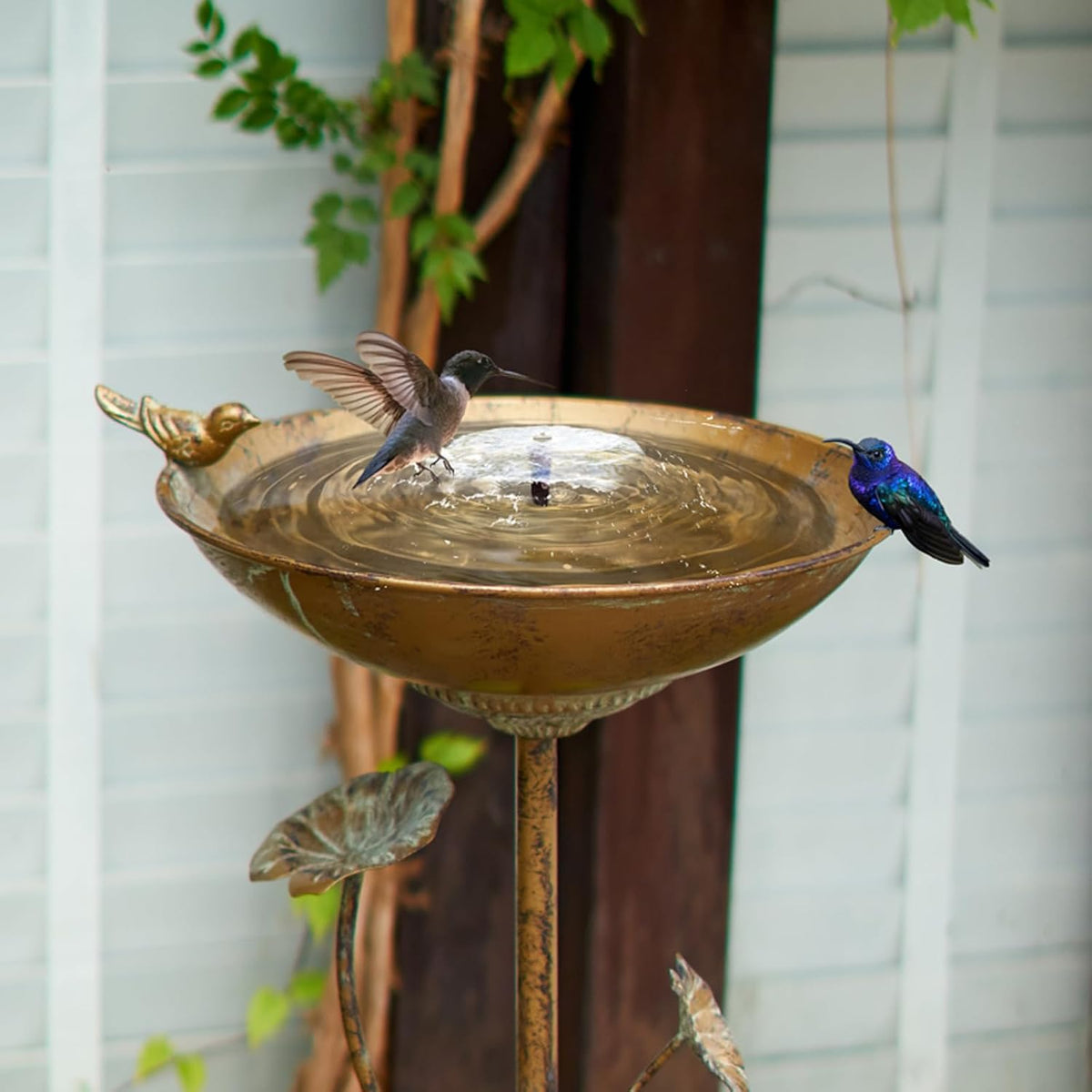 11.4" W x 28.7" H Cast Iron Pedestal Bird Bath, BirdBaths for Outdoors