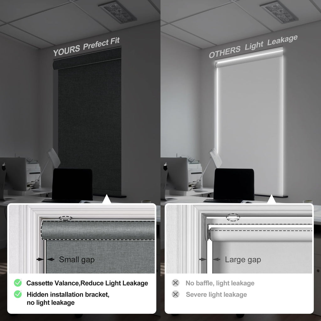 Blackout Roller Shades for Windows, Grey, Custom Size