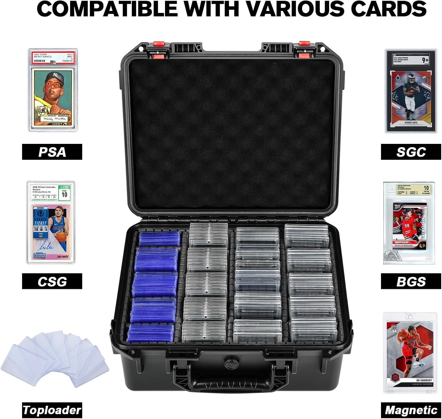 Graded Card Case Storage Box - Fits PSA BGS SGC Toploaders Magnetic Holder | Trading Card Storage Organizer - Slab