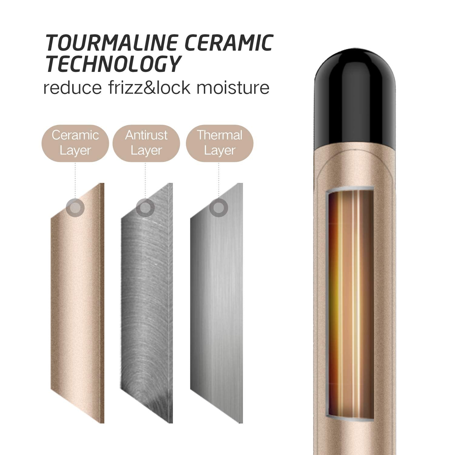 1 Inch Curling Iron Extra Long Barrel for Long Hair | Professional Ceramic Hair Styling Curler One Inch, Dual