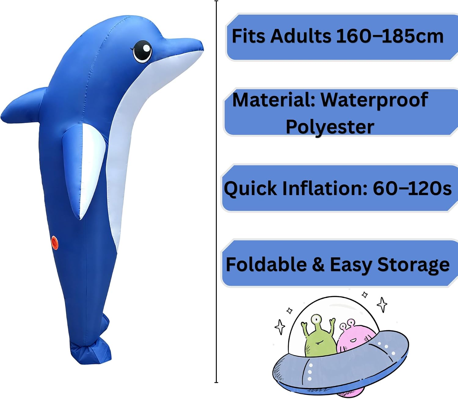 Unisex Adult Dolphin Inflatable Costume outfit Funny Blow Up Animal Suit for Halloween Cosplay Christmas Parties