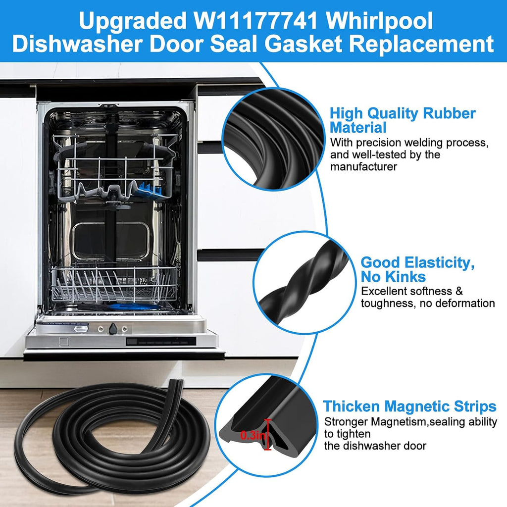 W11177741 Dishwasher Door Seal for Whirlpool Kitchenaid Dishwasher Part
