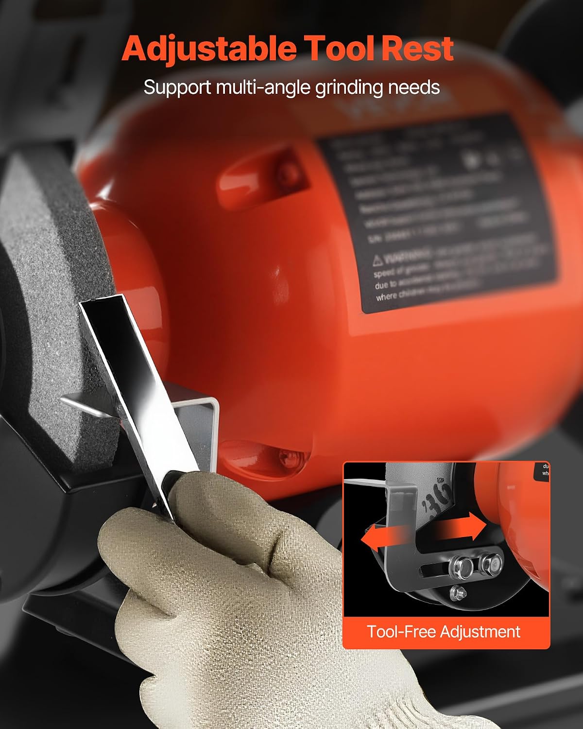 Bench Grinder, 6-inch Single Speed Bench Grinder, 1750RPM Low-Speed Table Grinders with 250W 2A Induction Motor