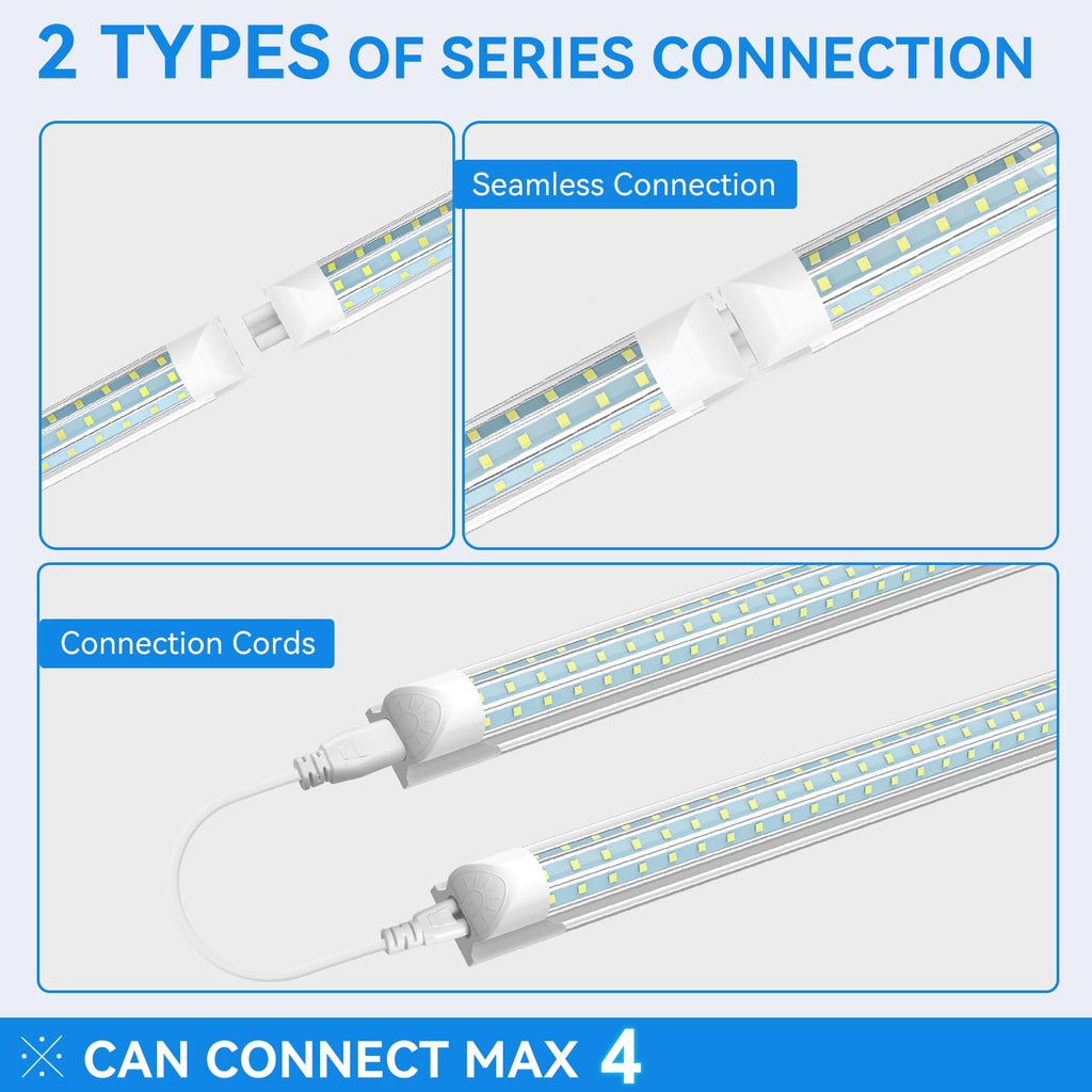 8FT LED Shop Light, 90W 11700LM Super Bright, 6000K D-Shape