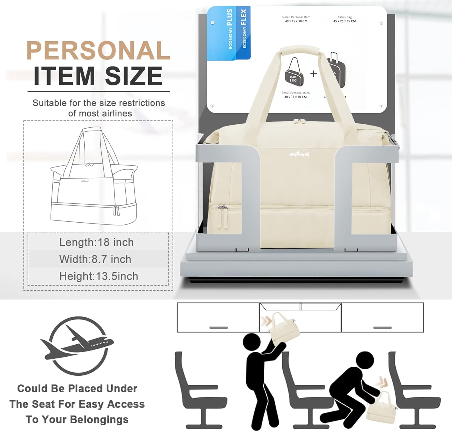 Gym Bag for Women, Personal Item Travel Bag with Shoes Compartment, Weekender Overnight Duffel Bag with Wet Pocket