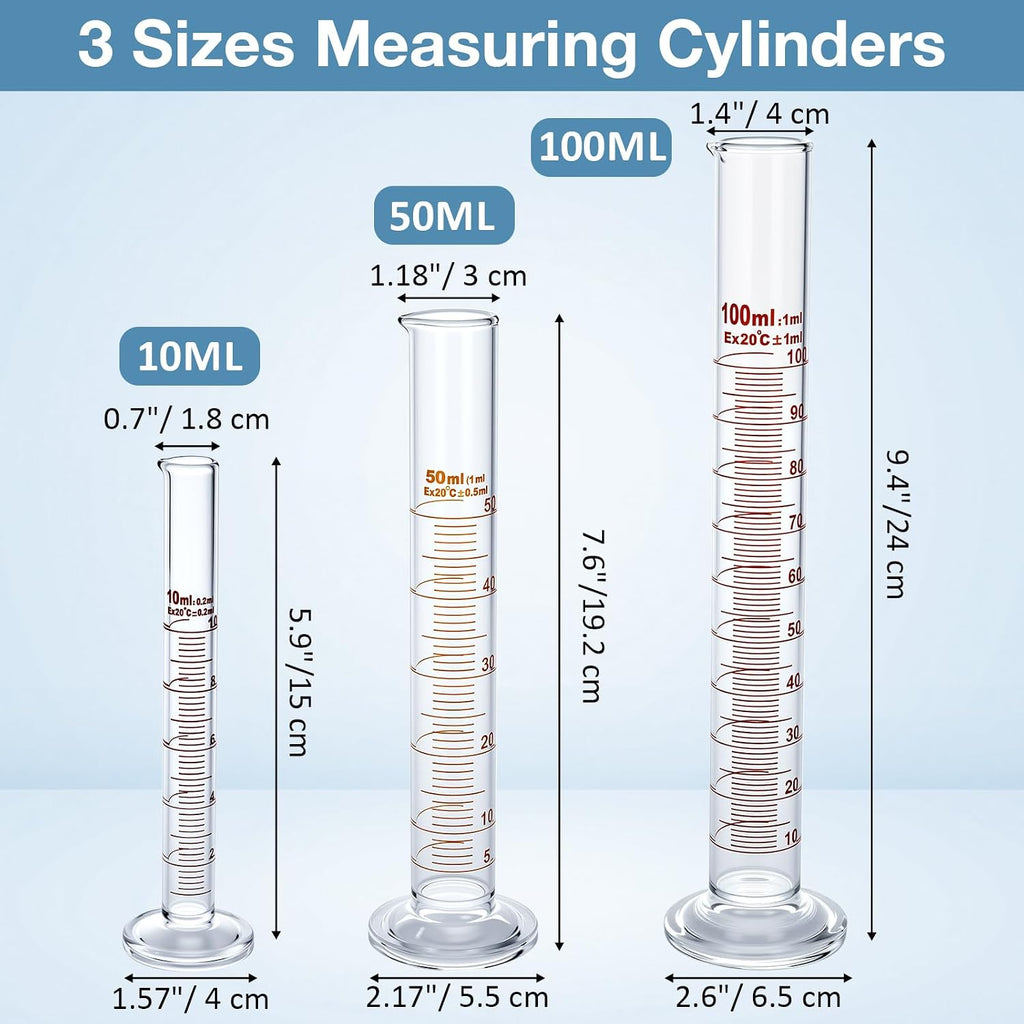 9 Pcs Lab Glass Beaker Set Includes Glass Graduated Cylinder 500ml 1000ml Erlenmeyer Flask 500ml Graduated Cylinder