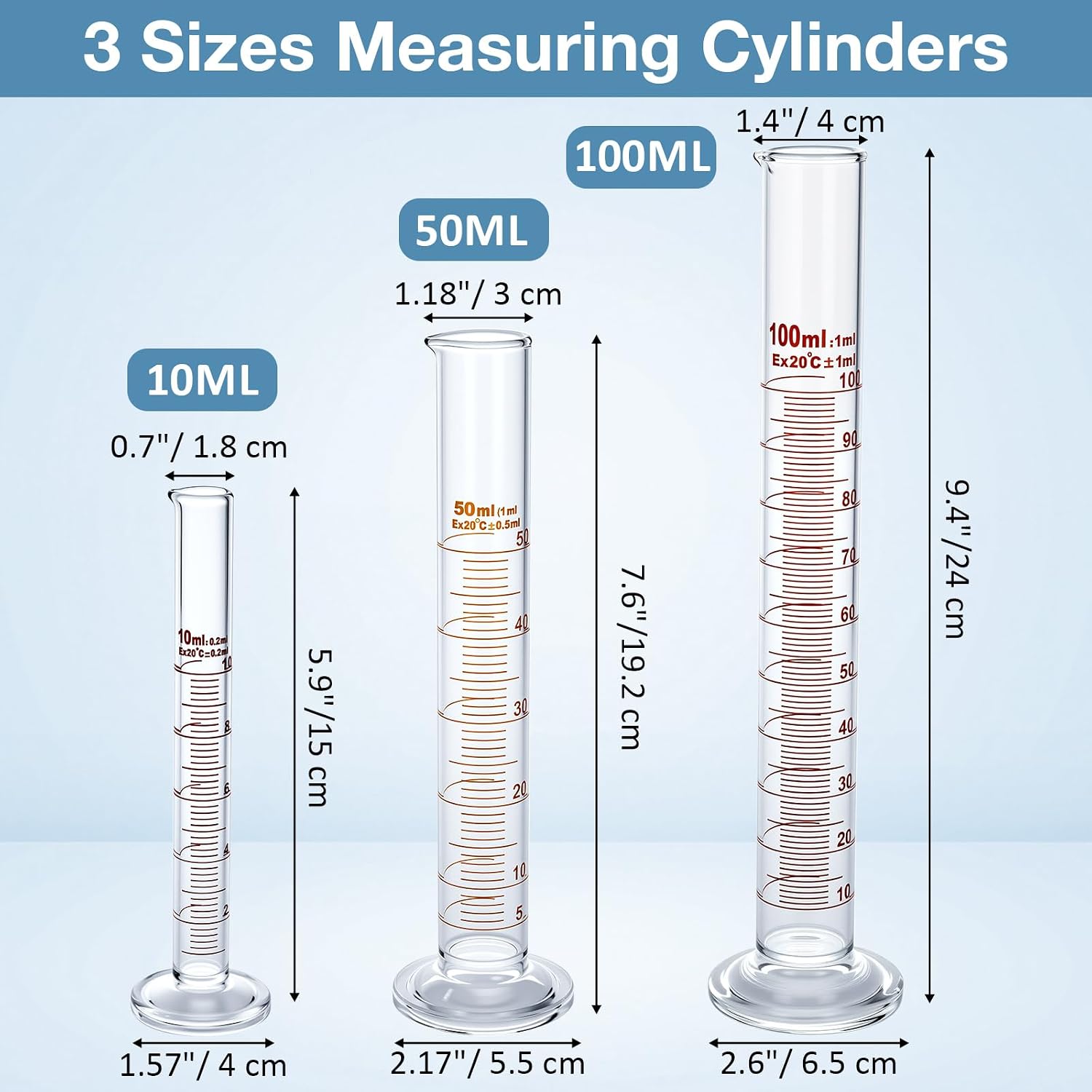 9 Pcs Lab Glass Beaker Set Includes Glass Graduated Cylinder 500ml 1000ml Erlenmeyer Flask 500ml Graduated Cylinder