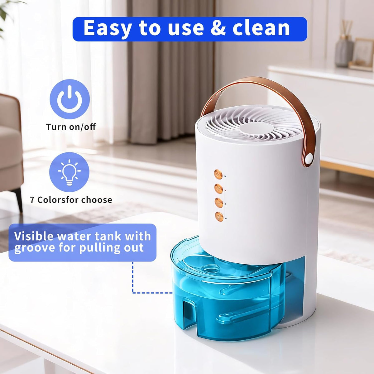 Dehumidifier for Home, 60 Oz | Small Portable Design, For Basement, Bedrooms, Bathrooms, Closets, RVs, Automatic
