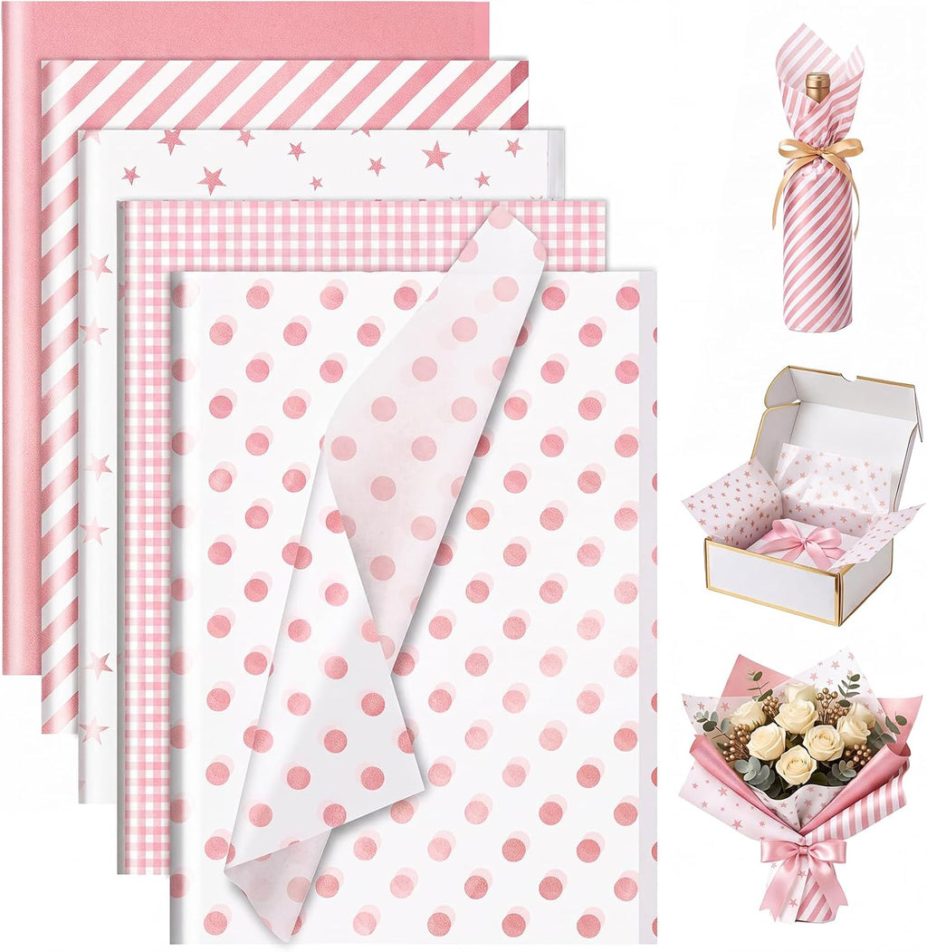 120 Sheets Pink Tissue Paper for Gift Bags 20x14 Inch