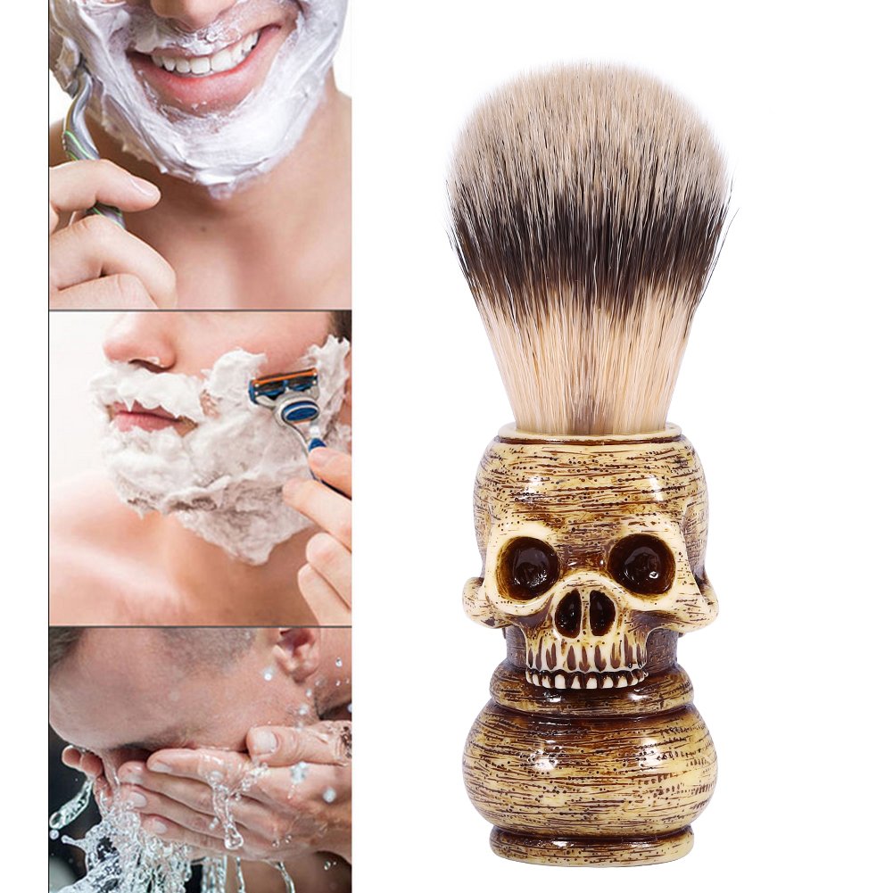 Shaving Brushes, Skull Shaped Handle, Rich and Fast Lather Men Shaving Brush, Barber Grooming, Shave Brush for Wet