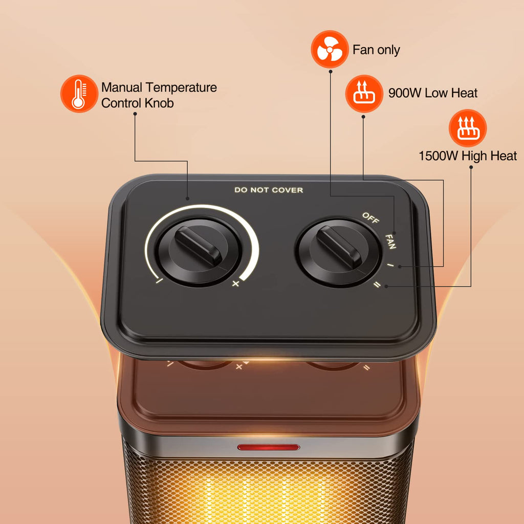 1500W Ceramic Space Heater, Fast Portable Indoor Heater, Black