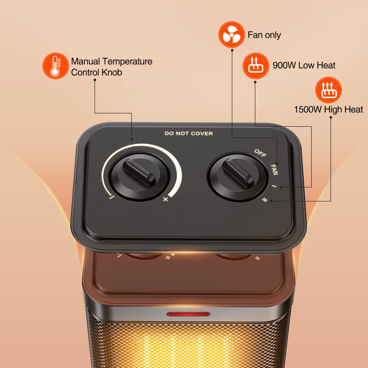 1500W Ceramic Space Heater, Fast Portable Indoor Heater, Black
