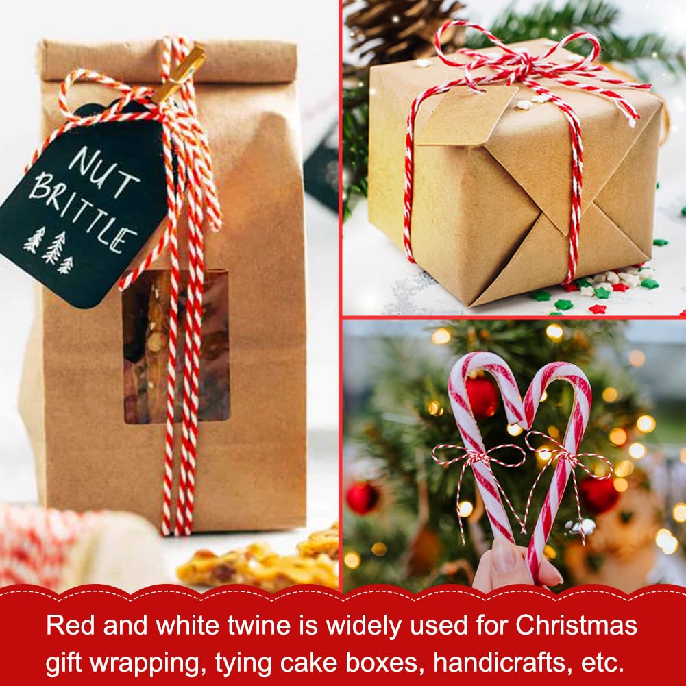 Red and White Butchers Twine, 2 Rolls, 656 FT, 2 mm Cotton String
