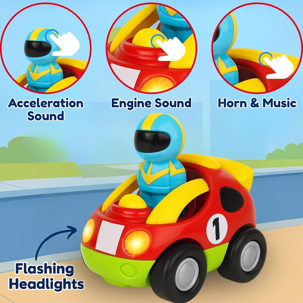 My First Cartoon RC Remote Control Cars for Toddlers Ages 1-3, Radio Control Toy for Baby, Kids 18 Months+ (Race Car)