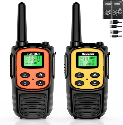 Walkie Talkies Long Range 2 Pack,Rechargeable 22 FRS Channels Two Way Radio | NOAA, LED flash & VOX walkie talkies
