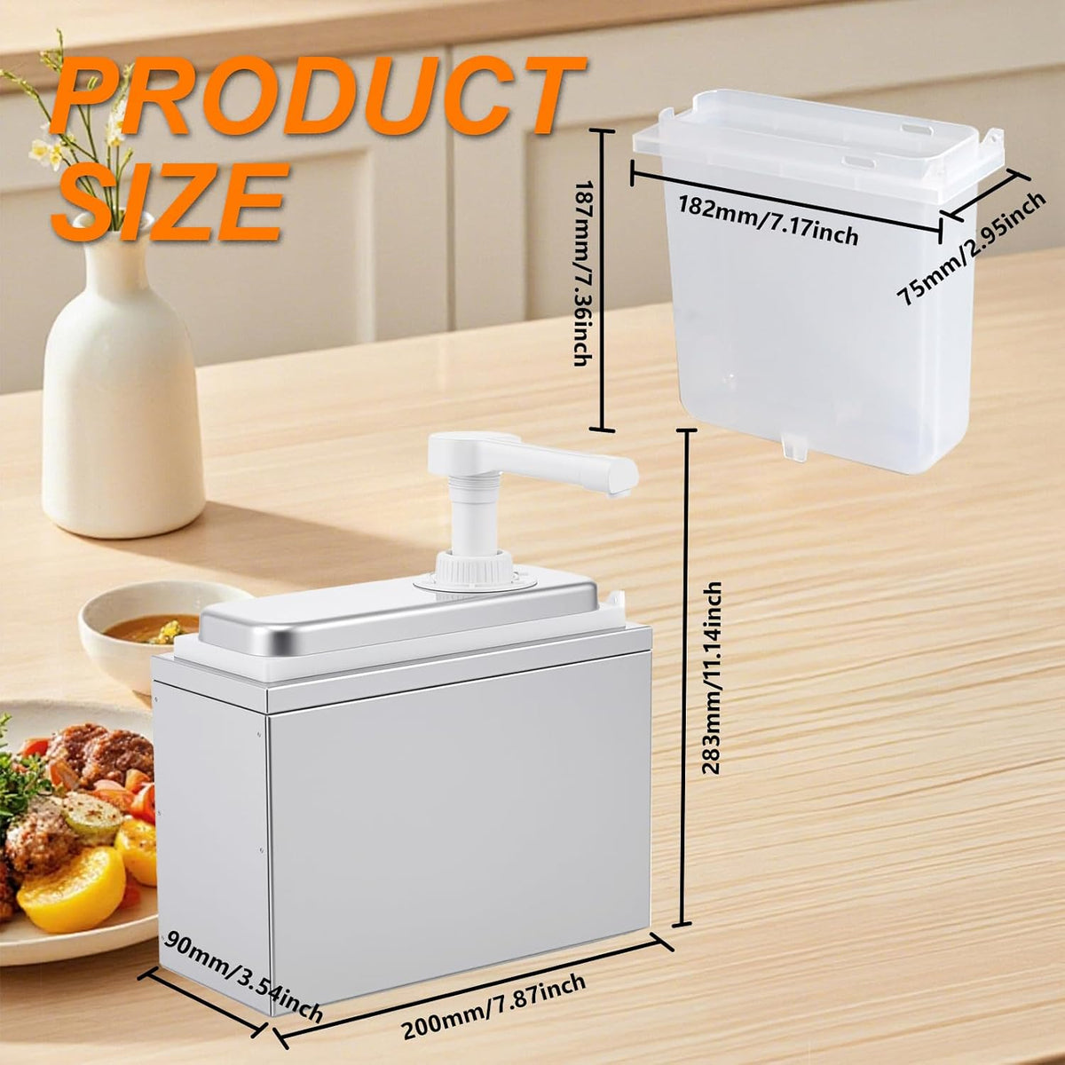 Condiment Dispenser Pump - Large Capacity Detachable Syrup Pump with Measuring Cup, Leak-Proof Design for Sauce