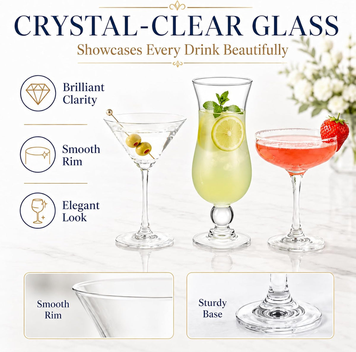 6 Set Cocktail Glasses Mixed Drinkware,6-piece Variety Set