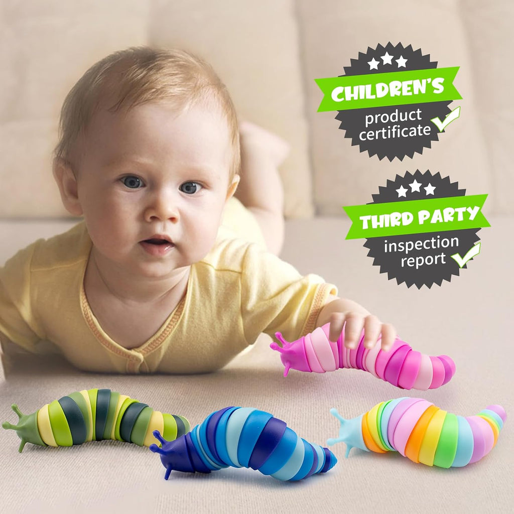 8 PCS Fidget Toys Slug for Adults Anxiety Sensory Toys for Party Favors Toddler Age 3-4 ADHD Autism Toys for Anxiety