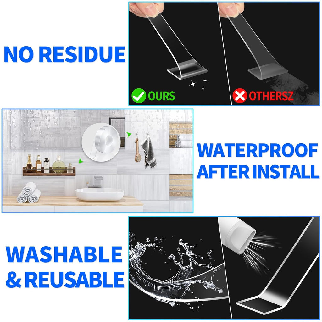 Double Sided Tape Heavy Duty, Removable Nano Tape, 20FT, 2 Rolls