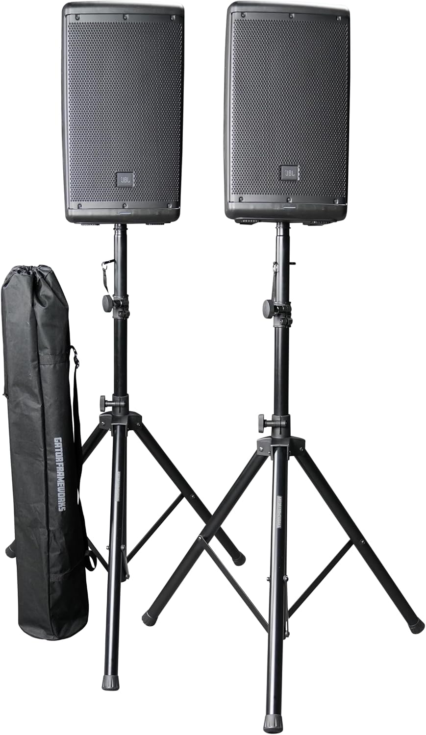 Rok-It Series Set of Lightweight Aluminum Tripod Speaker Stand with Heavy-Duty Carry Bag, Dual-diameter 35mm to 38mm