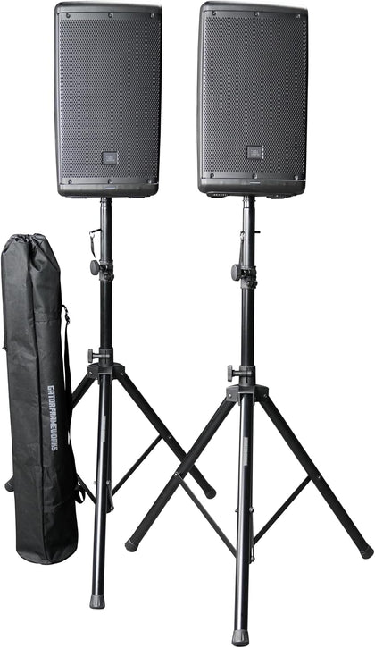 Rok-It Series Set of Lightweight Aluminum Tripod Speaker Stand with Heavy-Duty Carry Bag, Dual-diameter 35mm to 38mm