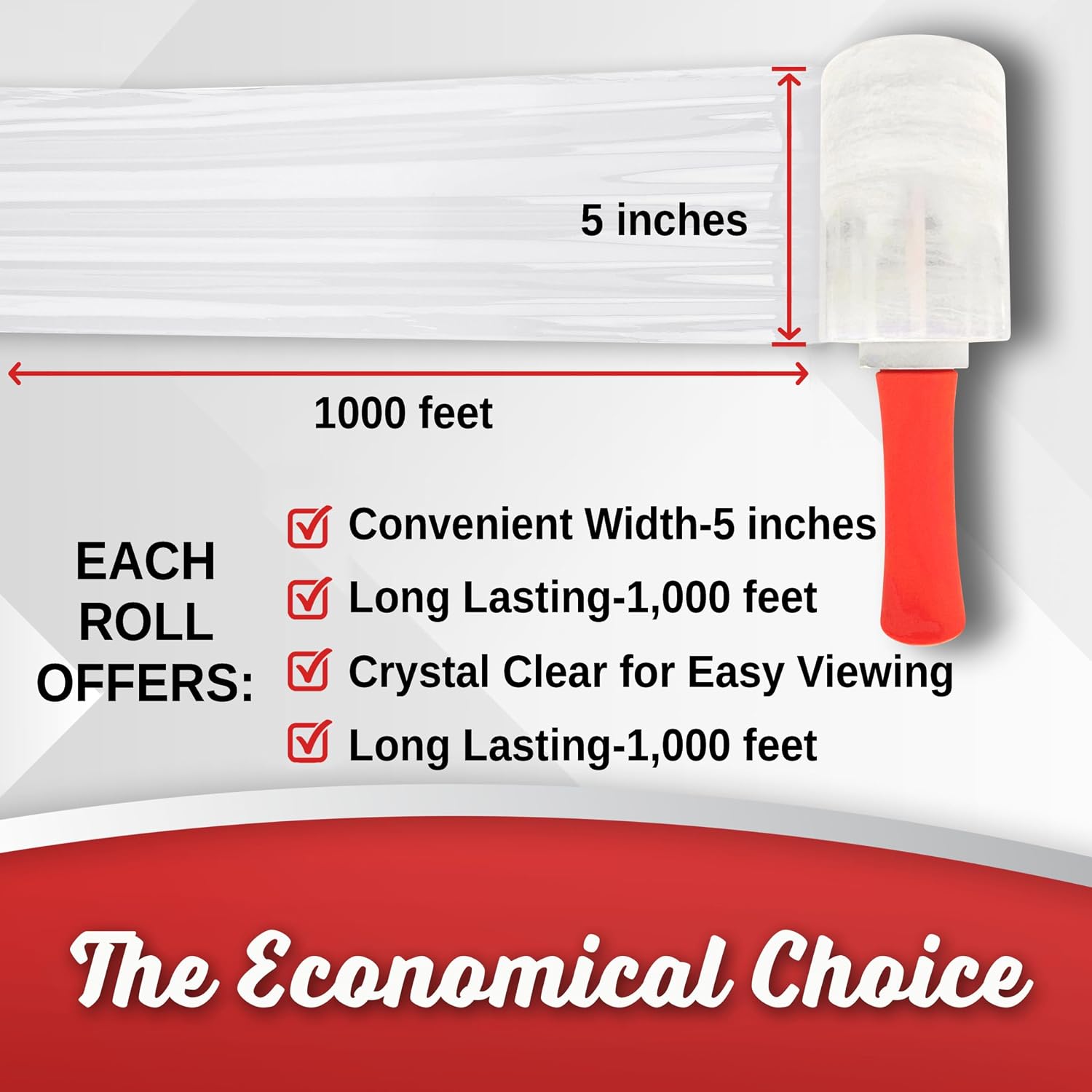 12 Pack Mini Hand Stretch Wrap 5 Inch 1000Ft 60 Gauge 2 Handles | Heavy Duty Industrial Strength Mini Shrink Wrap