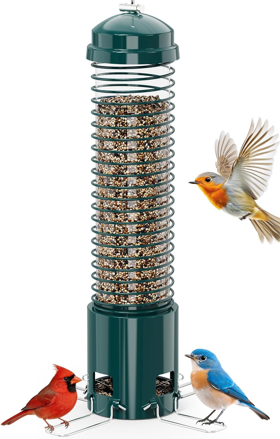 Squirrel Proof Bird Feeder, Metal Bird Feeders for Outdoors Hanging, 3.6LB Large Seeds Capacity for Wild Birds