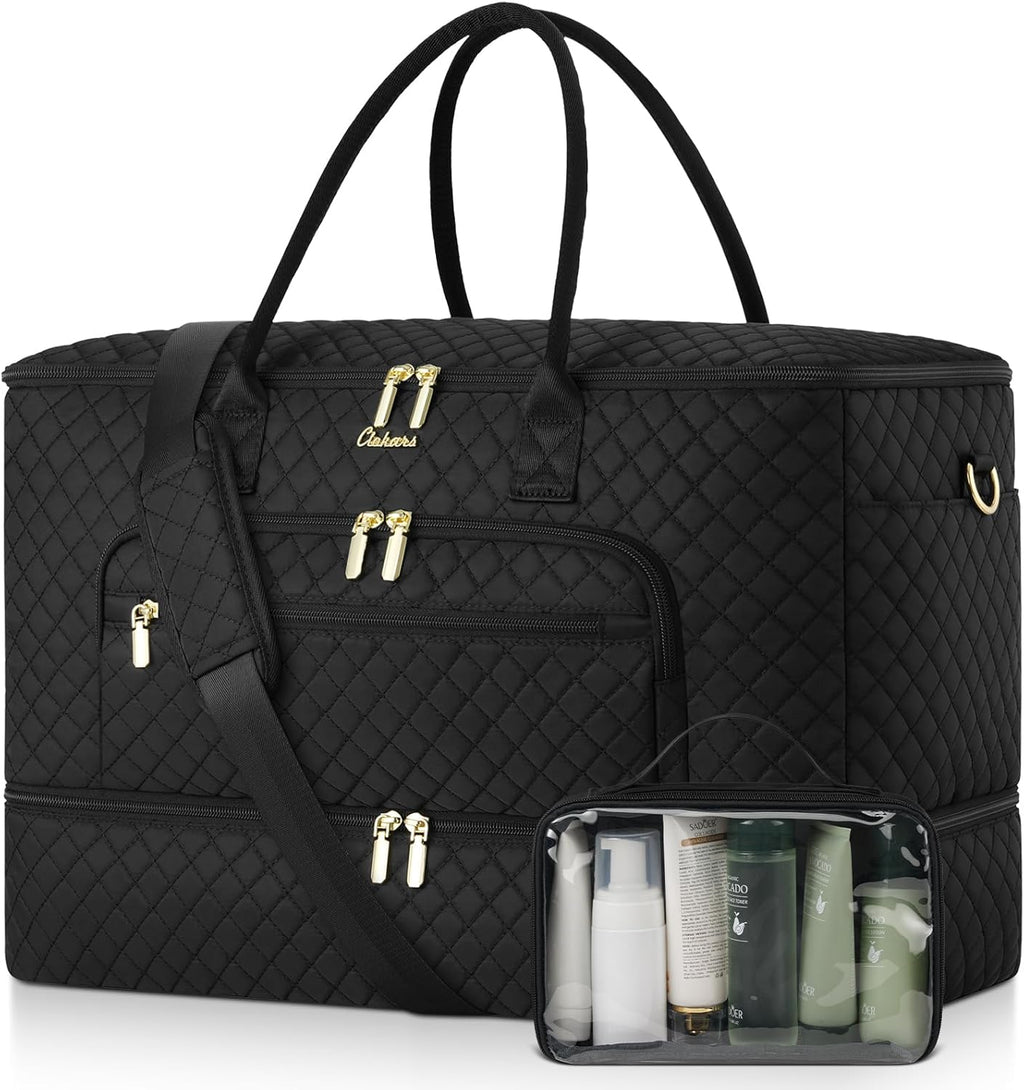Travel Duffle Bag, Wide Open Large Weekender Bag for Women with Shoe Compartment, Carry on Overnight Bags with