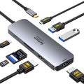 USB C Docking Station Dual HDMI Monitor, USB C to Dual HDMI Adapter with 2HDMI Ports, PD Charging, SD/microSD, USB