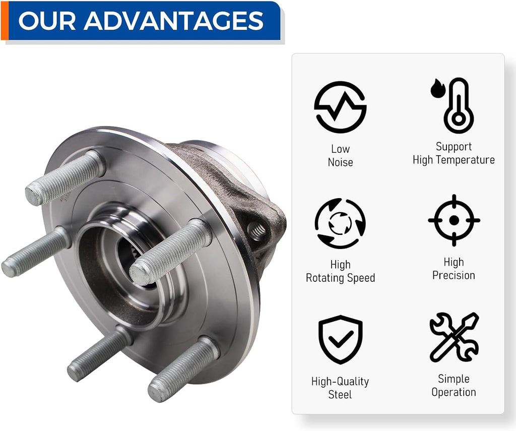 PAROD [Set of 2 513324 Front Wheel Hub & Bearing Assembly Compatible with 2011-2023 Dodge Durango, 2011-2021 Jeep Grand Cherokee, 2022 Grand Cherokee WK,5Lugs