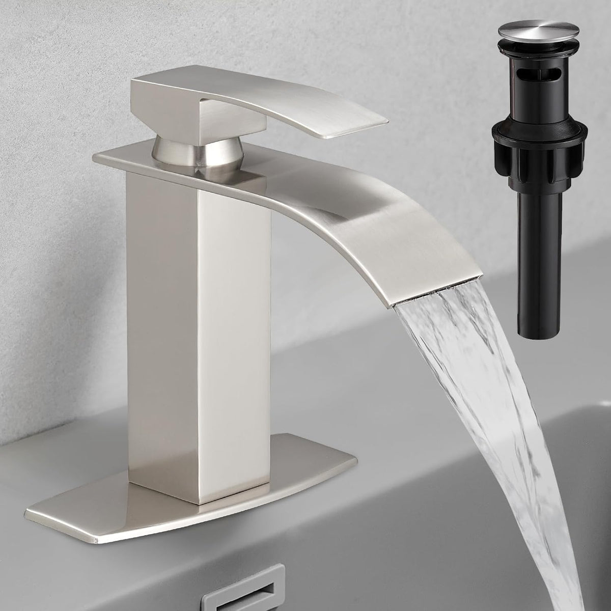 Brushed Nickel Bathroom Faucet 1 Hole Single Hole Vanity Faucet