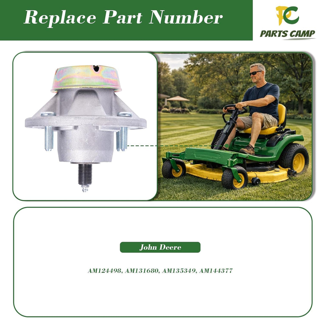 Mower Deck Spindle Assembly Replaces John Deere AM144377 AM124498 AM131680 - Fits LX280 LX289 GX325 GX335 LT180 LT190