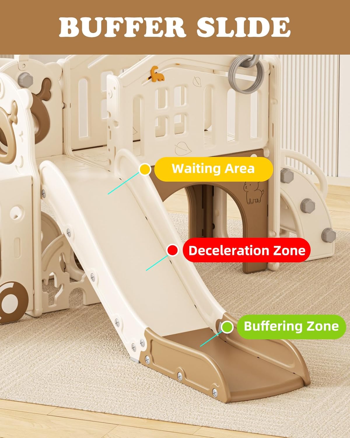 10 in 1 Toddler Slide Set, Bus Themed Kids Slide with Climber, Golf Set, Ring Toss, Basketball Hoop, Indoor Outdoor
