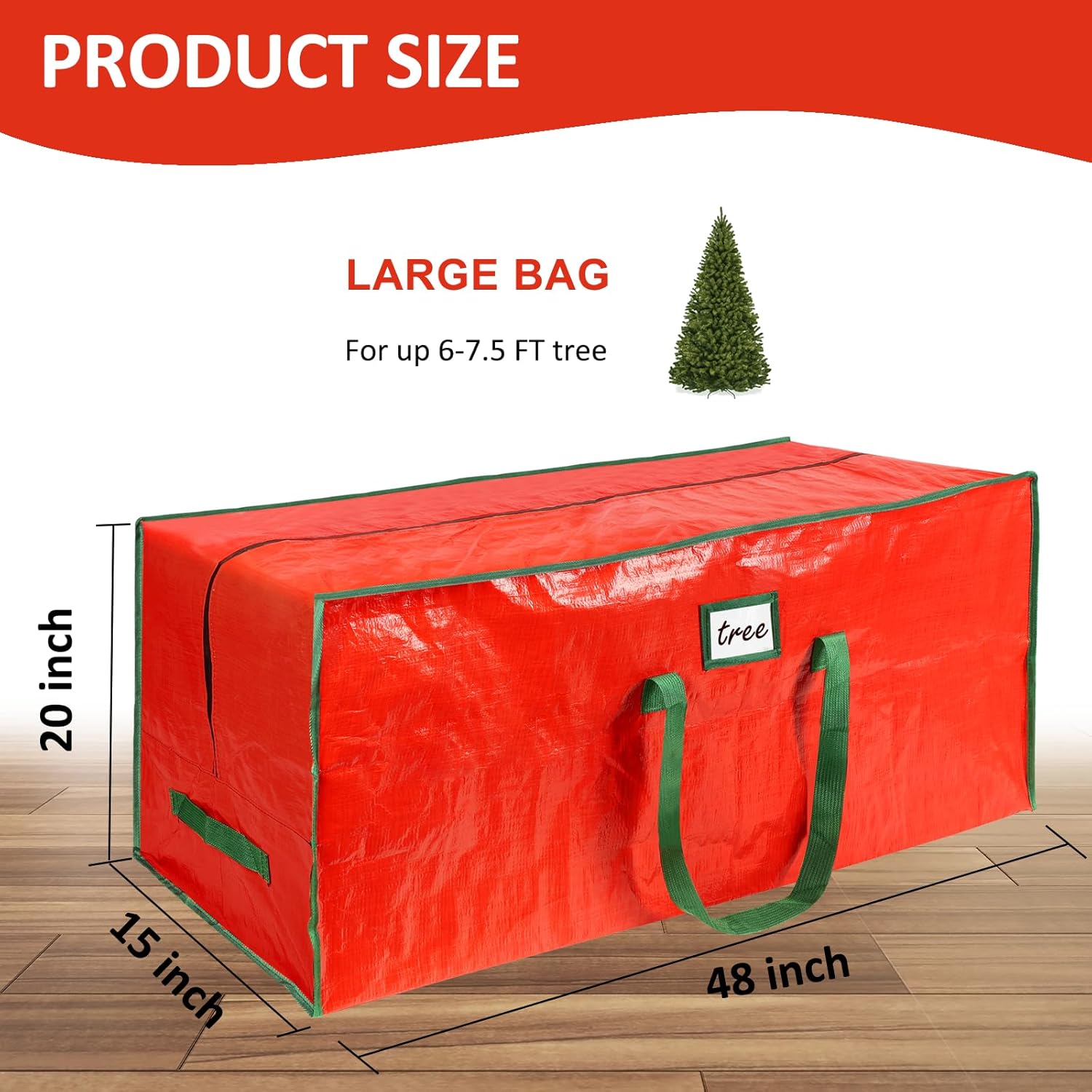 7.5 Ft Christmas Tree Storage Bag, Large Heavy Duty Artificial Tree Bag with Reinforced Handles and Dual Zippers