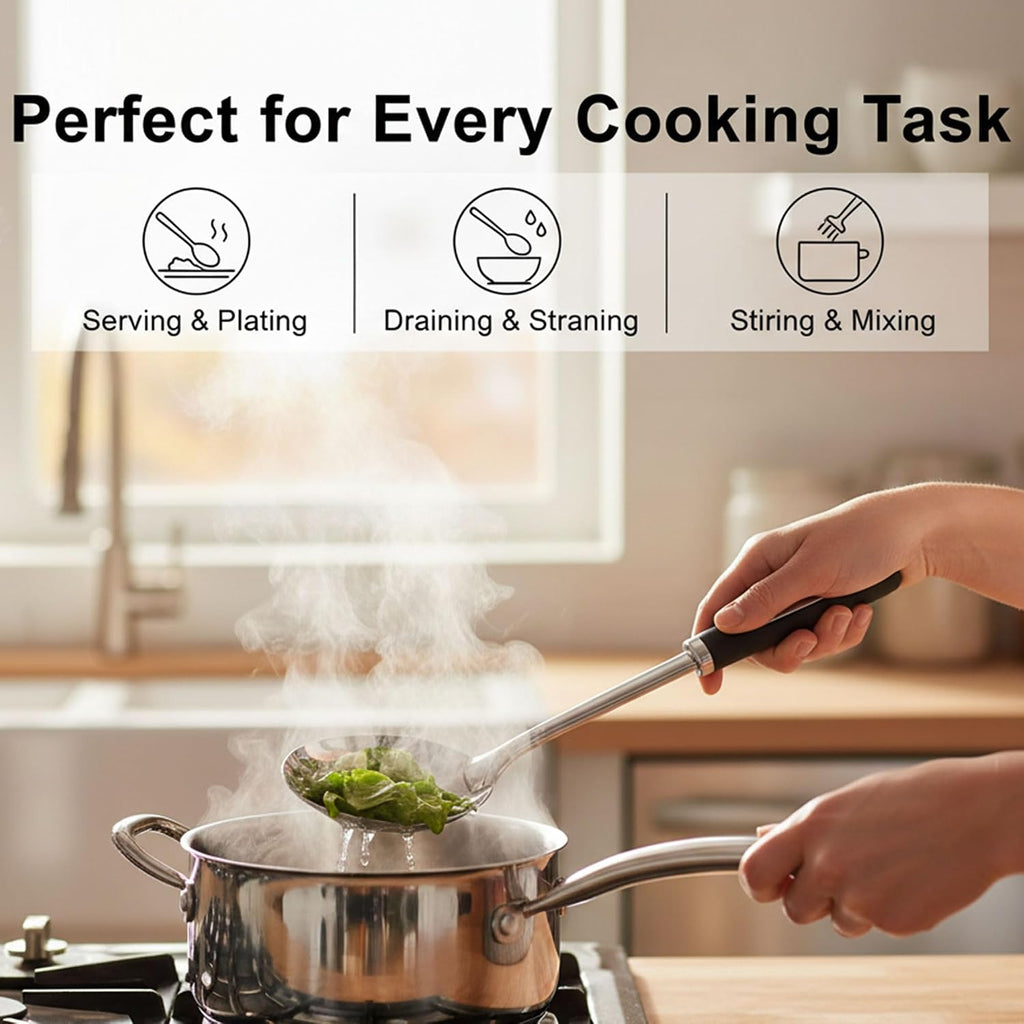 Stainless Steel Kitchen Utensil Set – Premium Thickened Cooking Utensils Set, Silver Kitchen Tools Set for Cooking