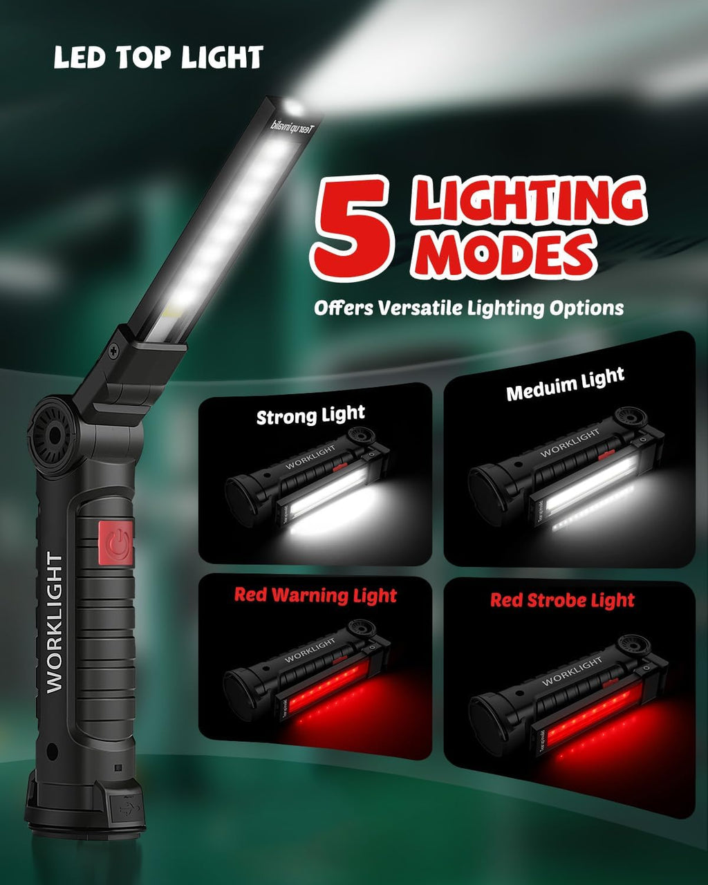 Tool Fathers Day Dad Gifts for Men Him Husband, Rechargeable LED Work Light BBQ Grill with Magnetic Base Hook, 360°