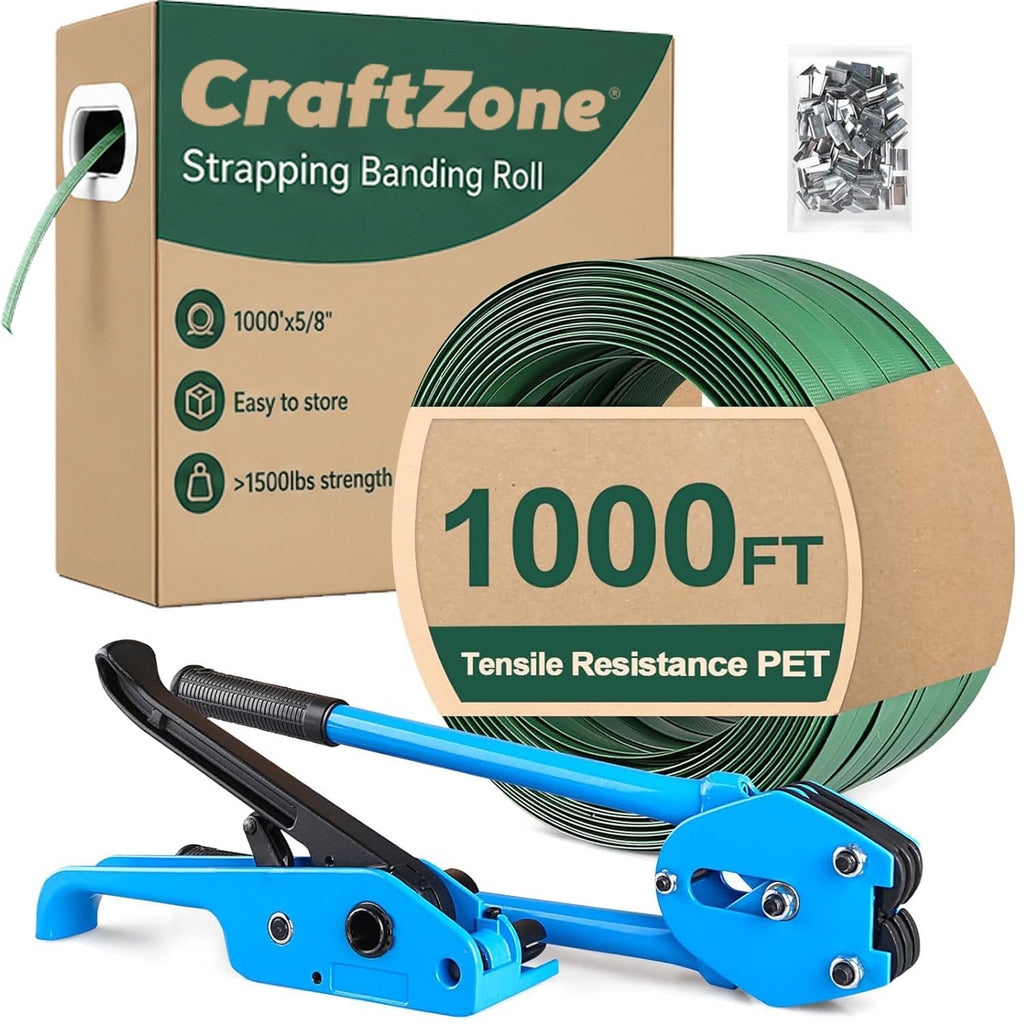Banding Strapping Kit | Pallet Strapping Kit with Tensioner Tool | Heavy Duty Banding Tool 1500lbs Break for Banding