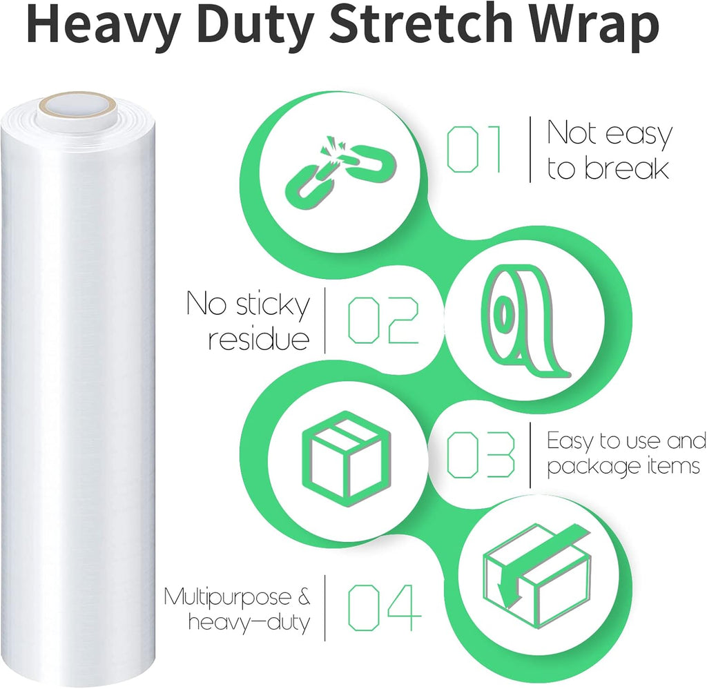 Stretch Film With Handles Industrial Strength Moving Wrapping Plastic Roll Shrink Wrap For Pallet Wrap 15 Inches X