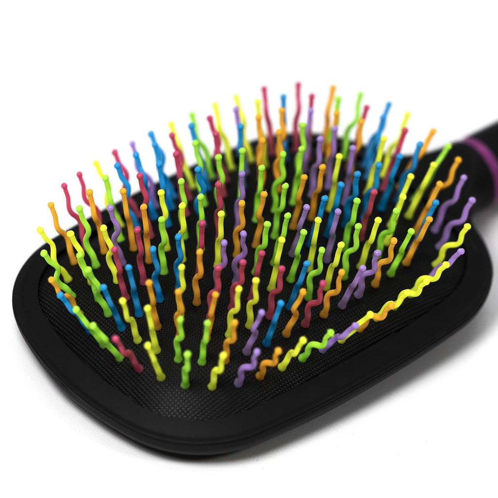 Horse Mane & Tail Brush, Rainbow Bristles, Black Handle | 9.5 in