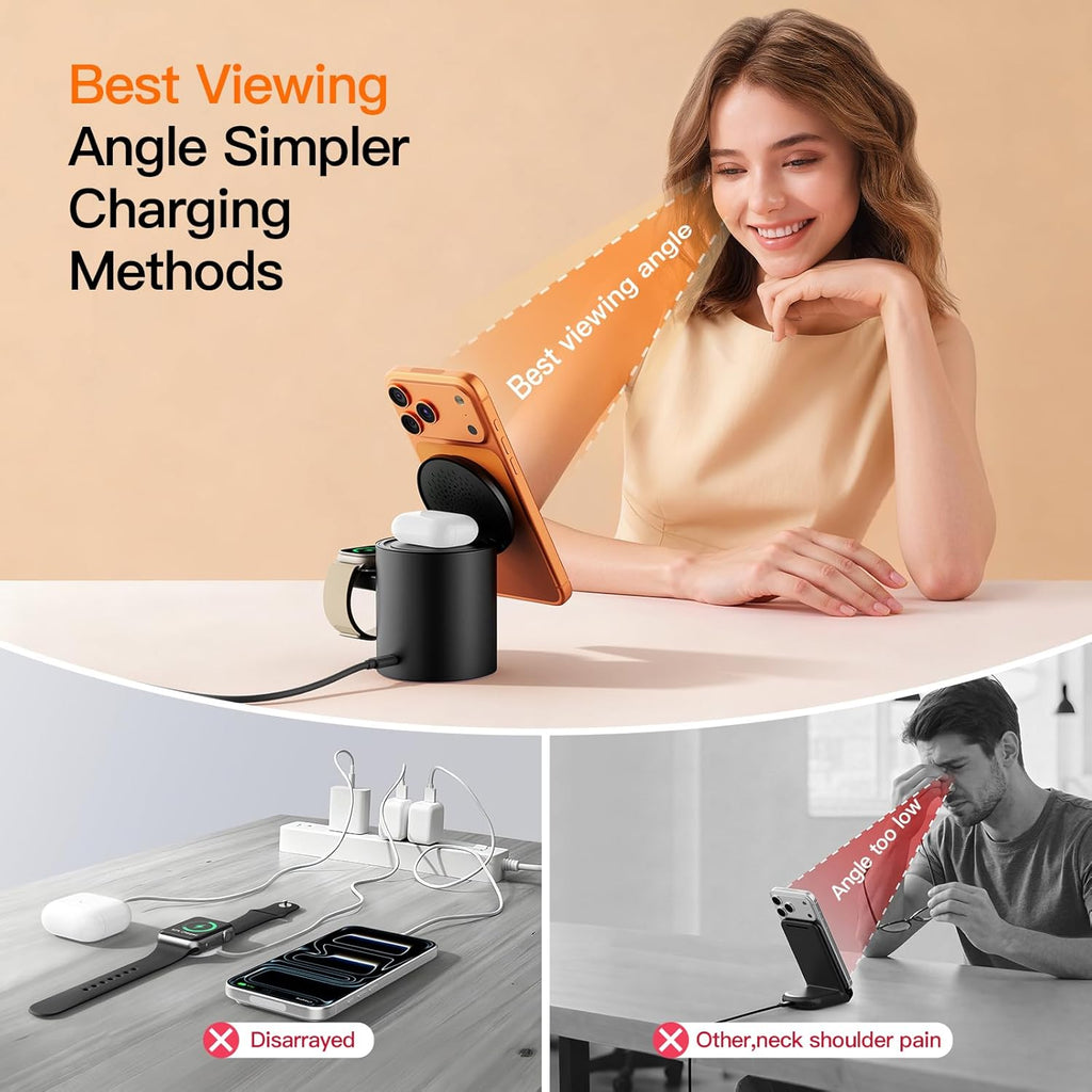2026 Portable MagSafe Charger,3 in 1 Charging Station Apple,iPhone Charger | Foldable Wireless Charger ,15W Fast