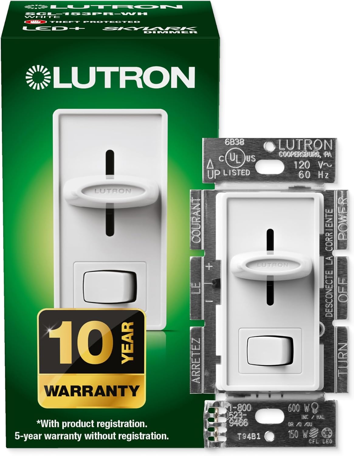 Lutron Skylark LED+ Dimmer Switch, Slide Dimmer, Single Pole/3-way