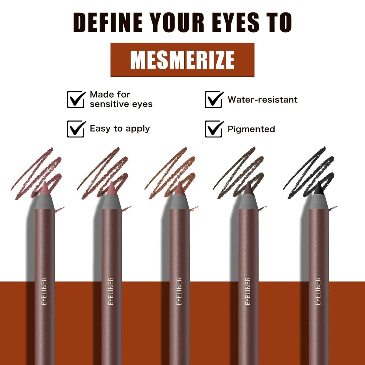 5 Colors Waterproof Eyeliner Pencil Set,Smooth Creamy Formula
