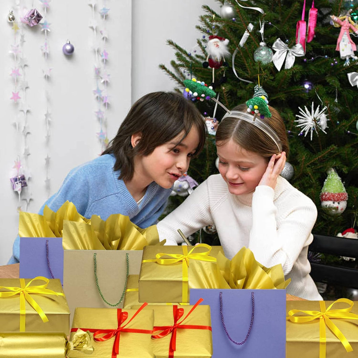 120 Sheet Gold Tissue Paper HMUIKFRY 20x12 Inch Wrapping Paper