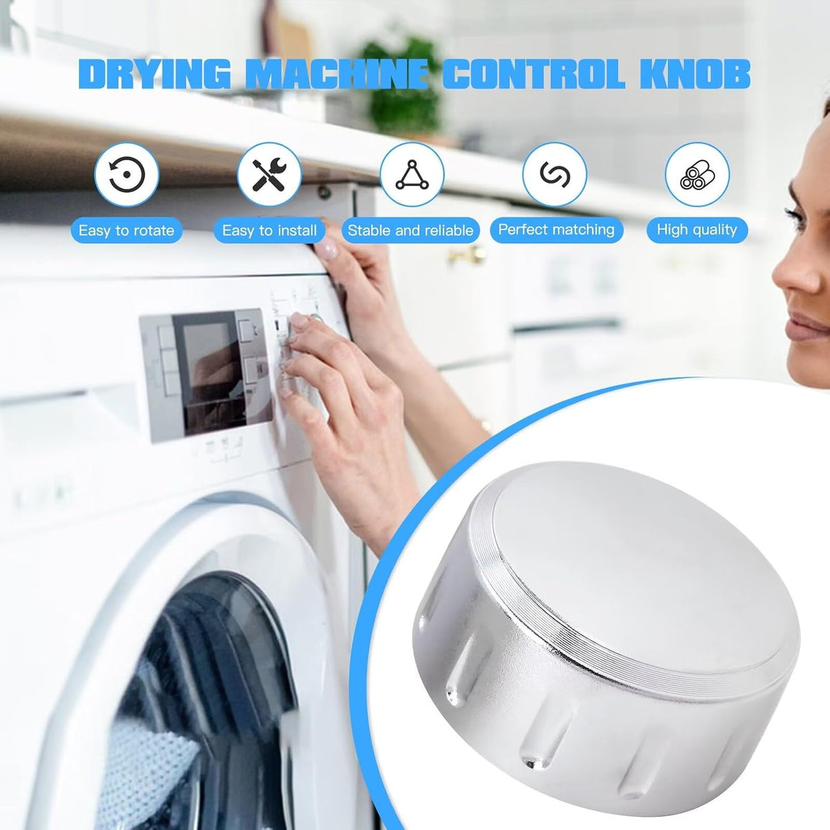 WE01X21167 Dryer Control Knob Fit for General Electric GFW430SSM1WW, GFW430SSM0WW, GFDS175GH2DG, GFDS175GH1DG, GFDS175GH0DG, Replaces AP5986370, 4392876 [by Acupress]