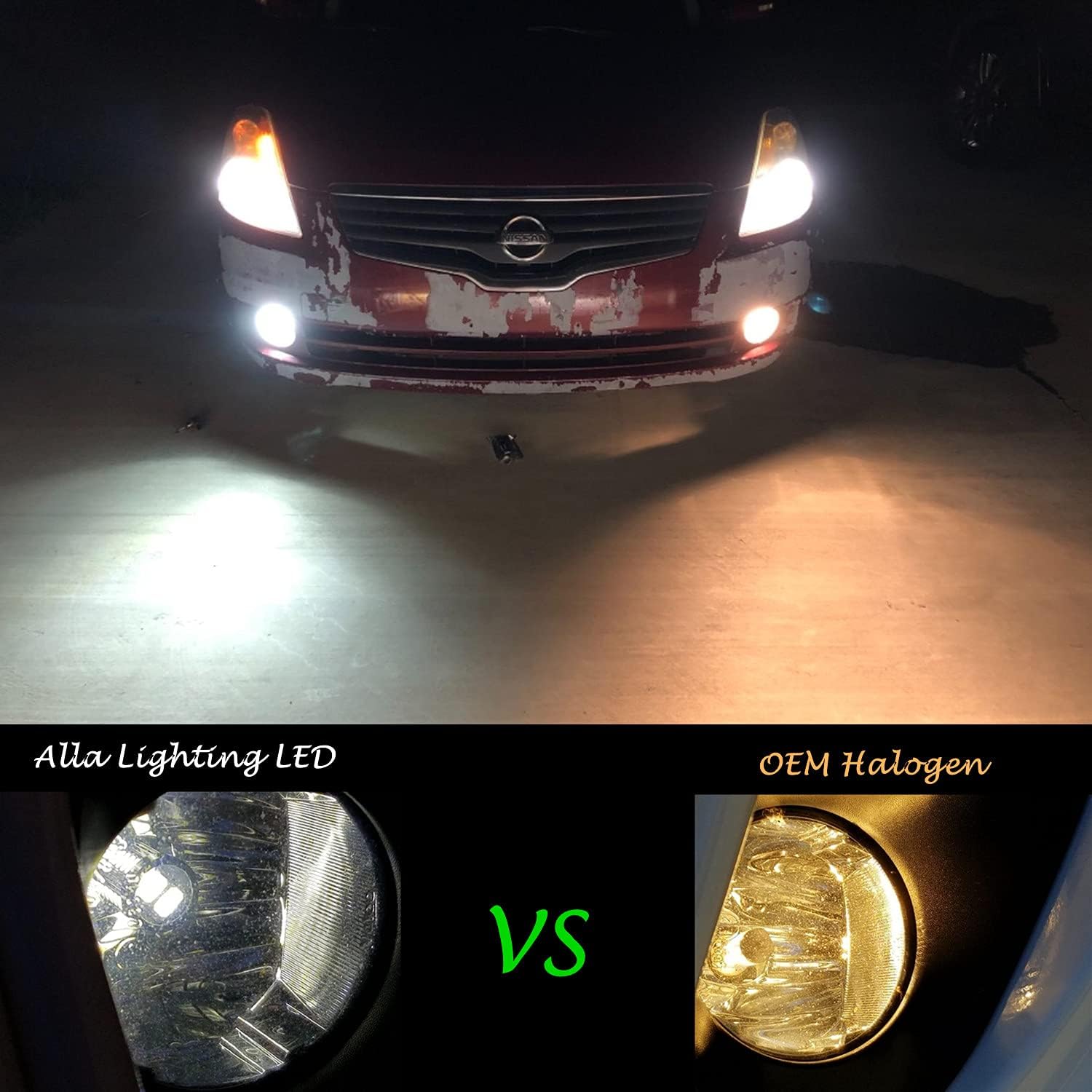 Super Bright PSX24W 2504 LED Fog Light Bulbs, 6000K Xenon White 2800Lms 12276 Auto 12V Fog Lamps Replacement 5730