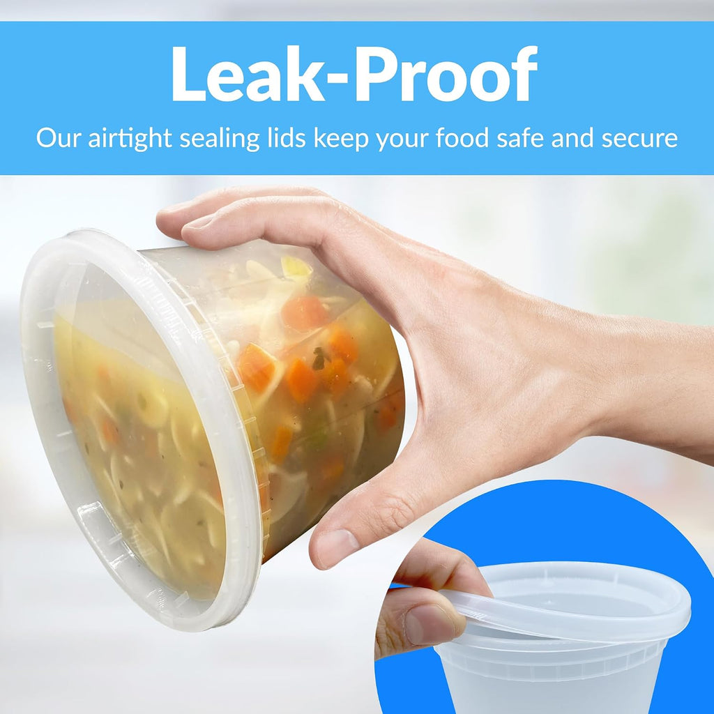 Leak-Proof Deli Containers 25 Sets, 16 oz | Meal Prep & Food Storage