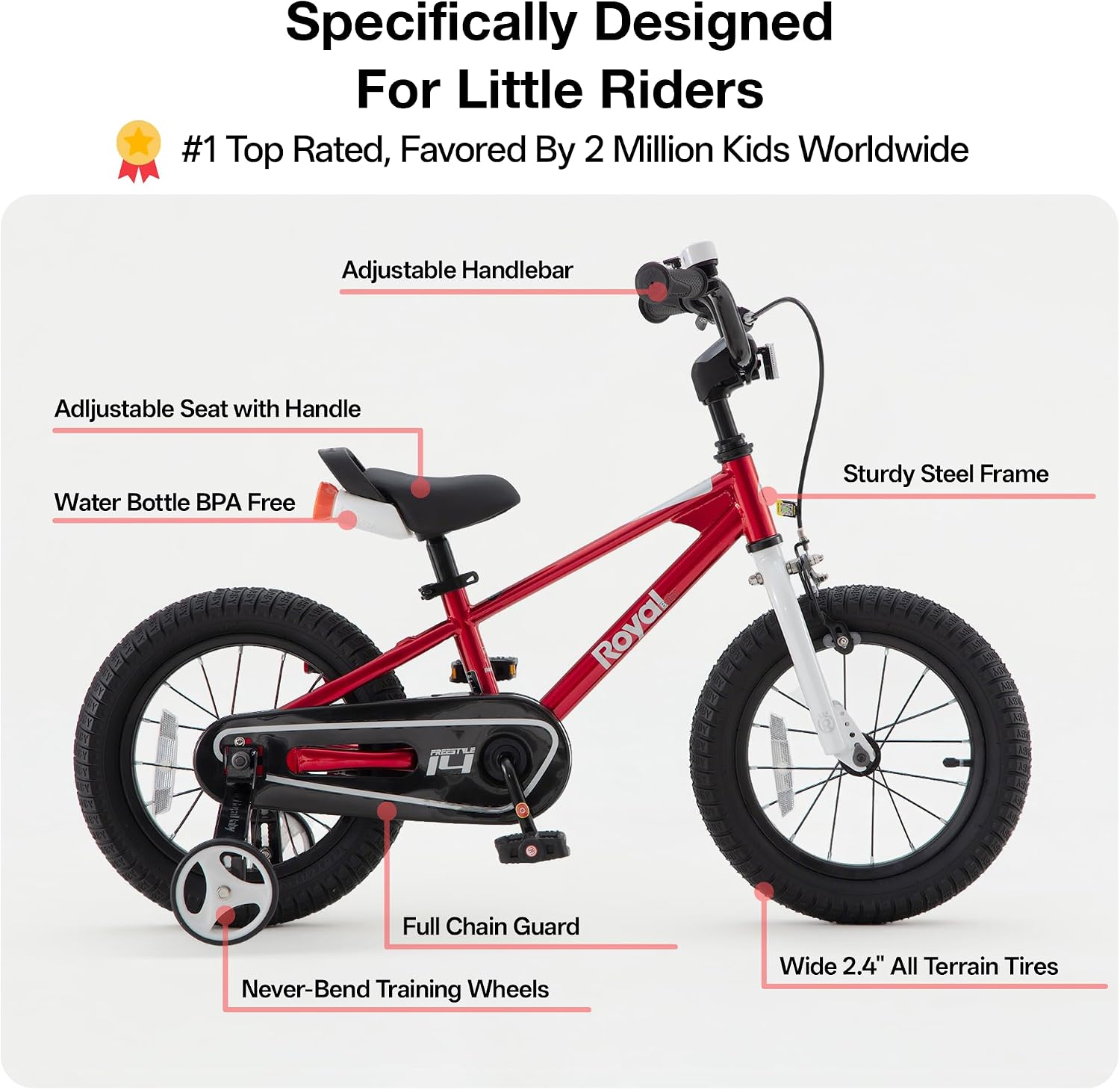 Freestyle Kids Bike 12 14 16 Inch with Training Wheels, 18 Inch with Kickstand, Bicycle for Ages 3-10 Years Boys Girls