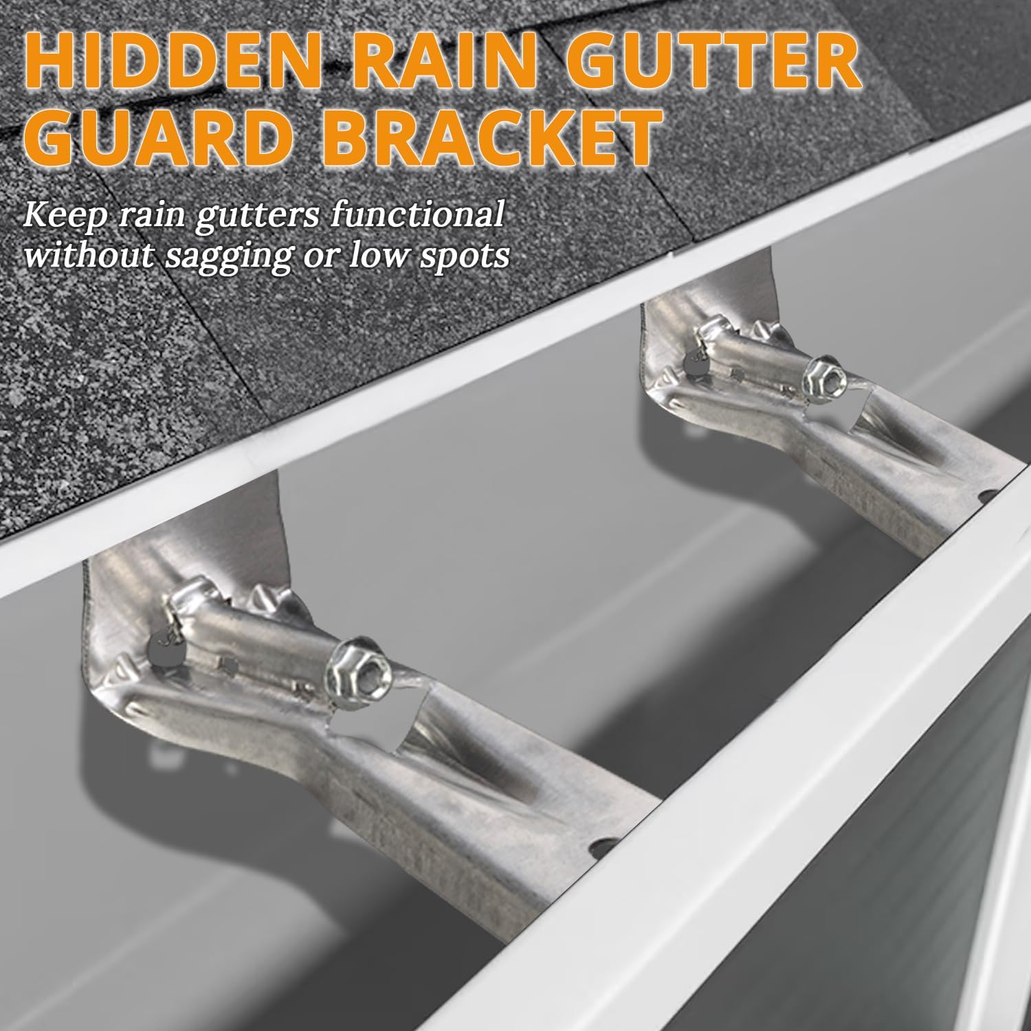 5 Inch Roofing Gutter Hangers, Quick Screw Hidden Gutter Support Brackets for Repairing Sagging 5 Inch K-Type