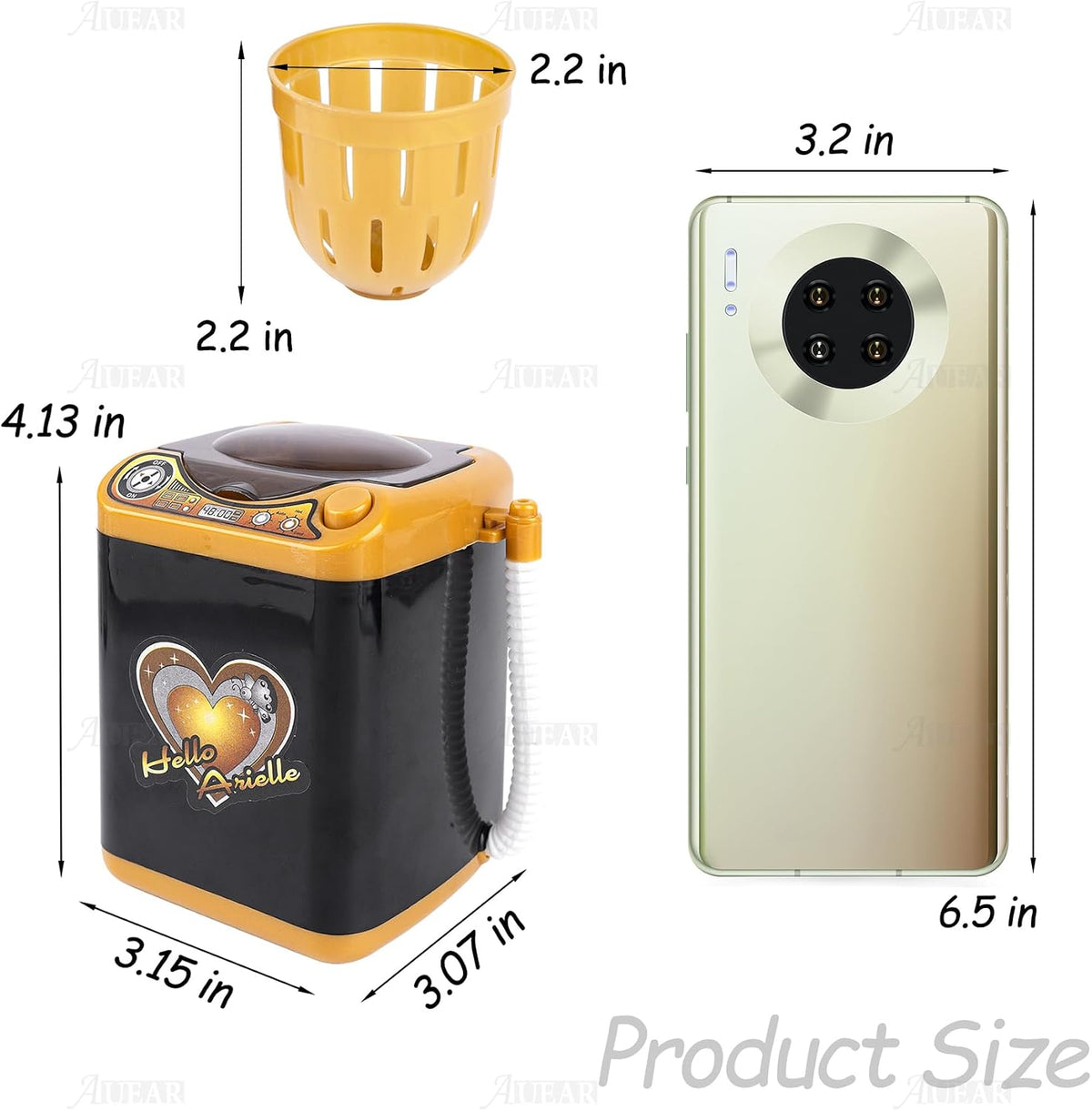 Makeup Brush Sponge Washing Machine Cleaner Device Plastic Automatic Cleaning (Black, Comes with Bucket)